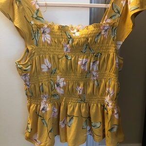Womens yellow floral Tank Top